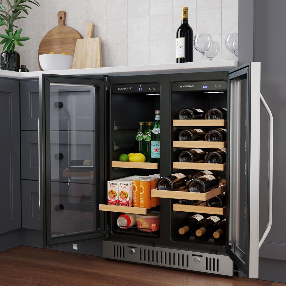 EdgeStar CWB1761FD 24 Inch Wide 18 Bottle Capacity and 47 Can Capacity Wine and Beverage Cooler - Stainless Steel