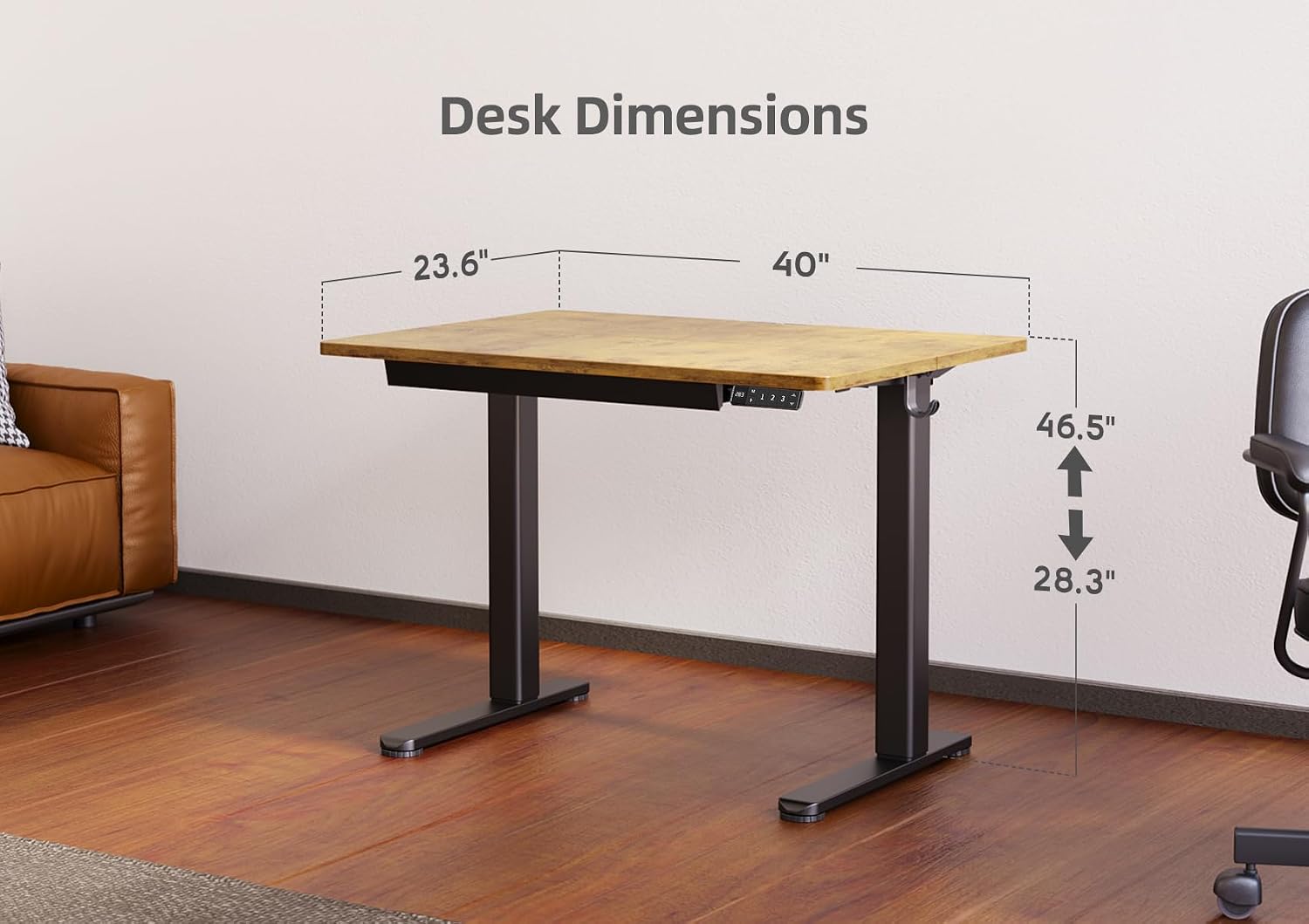 Claiks Standing Desk with Drawers, Electric Standing Desk Adjustable Height, Stand Up Desk Computer Workstation, 40 Inch, Rustic Brown