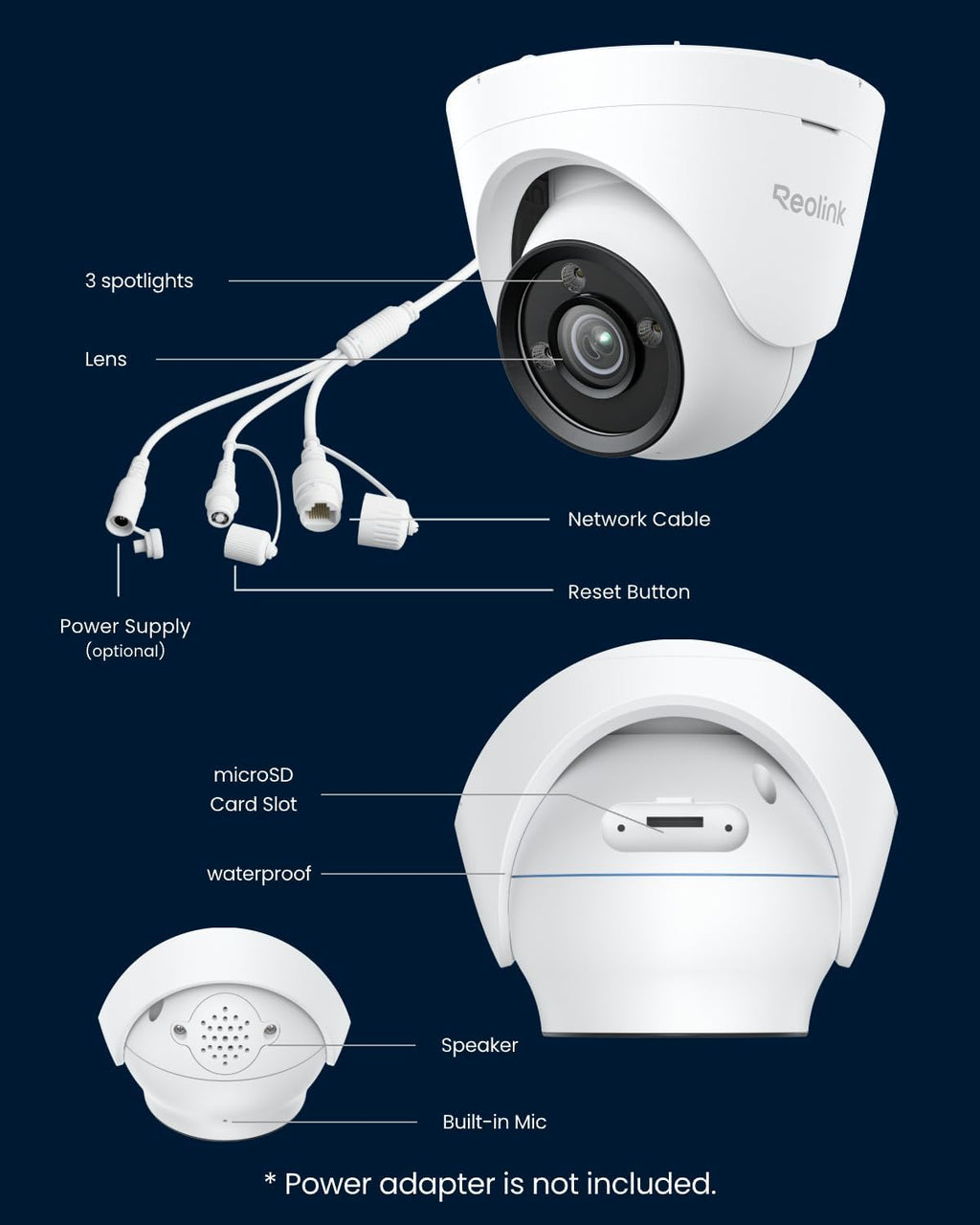 REOLINK CX820 ColorX PoE Security Camera, 4K UHD, True Color Night Vision, F1.0 Super Aperture, 1/1.8'' Image Sensor, HDR Technology, Person/Vehicle/Animal Detection, Spotlight & Siren Alarm