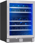 Zephyr Presrv 24' Wine Fridge Dual Zone Under Counter - Countertop Mini Wine Cooler Cellars Small Cabinet Wine Refrigerator Home Bar Chiller Freestanding with Glass Door, 45 Bottles 750ml