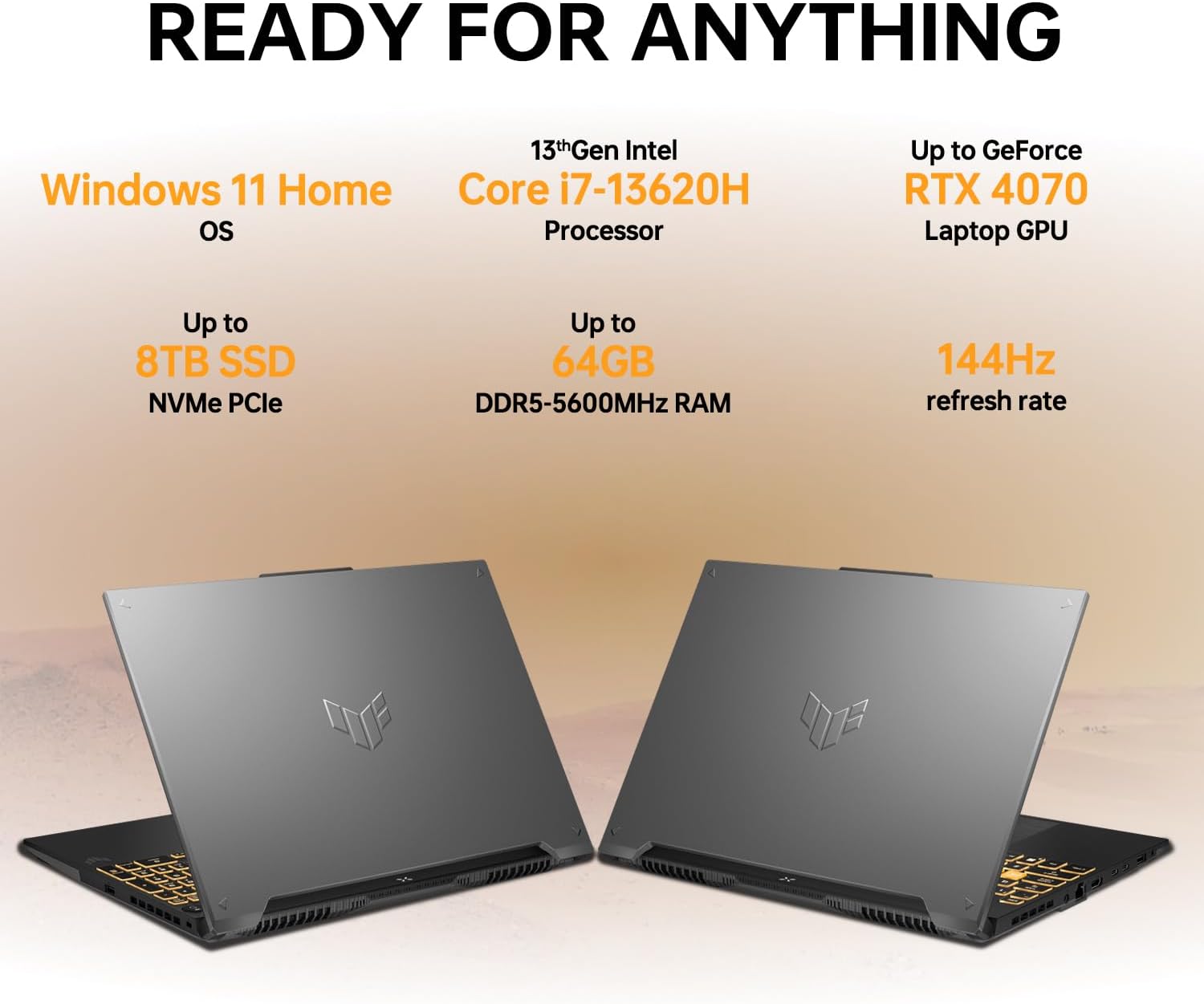 ASUS TUF 15.6 i7 RTX 4070 Gaming Laptop, 15.6' FHD 144Hz Display, Intel Core i7-13620H (Beats Intel i9-12900), NVIDIA GeForce RTX 4070, 32GB DDR5 RAM, 1TB SSD, RGB Backlit KB, Windows 11 Home