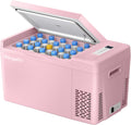BougeRV Pink 23Quart Portable Refrigerator, 12 Volt Fridge 22L, Portable Freezer Compressor Cooler 12/24V DC 110~240 Volt AC for Truck Van RV Camper -8℉~50℉