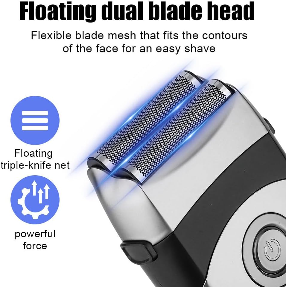 Electric Foil Shaver for Men: Portable Razor for Beard/Face - 3 Floating Blade LED Display Fast Rechargeable IPX7 Waterproof for Travel & Home Carbon
