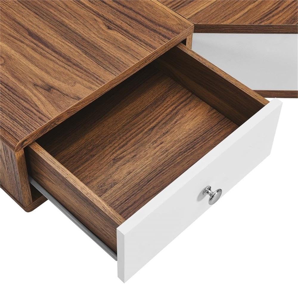 Modway Transmit 47' Wall Mount Corner Wood Office Desk in Walnut/White