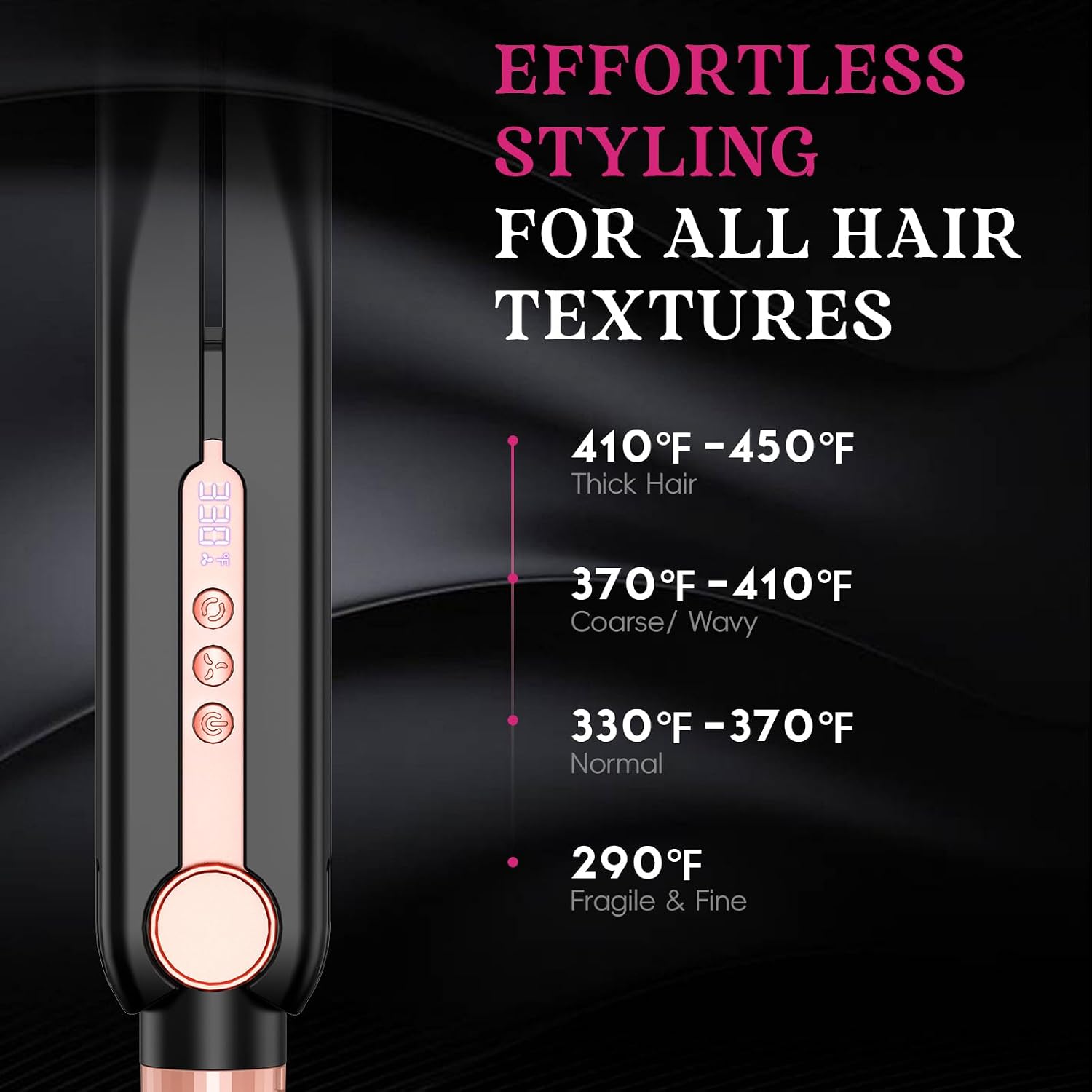 SKIMI Airflow Styler 2.0 Titanium Flat Iron Hair Straightener & Curling Wand, 96 Cool Air Vents for 48H Lasting Style, Dual Voltage for Travel & Home, Anti-Tangle, 5 Temps (Black & Blush).