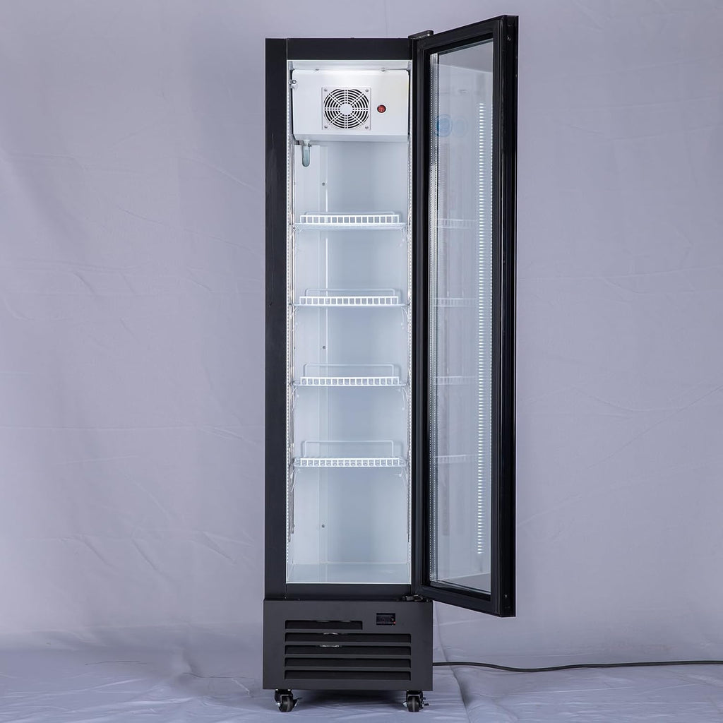 Commercial Beverage Refrigerator Display Fridge,6 Cu Ft Small Slim Single Glass Door Merchandiser Drink Cooler with LED Light Adjustable Shelves,ETL Approval