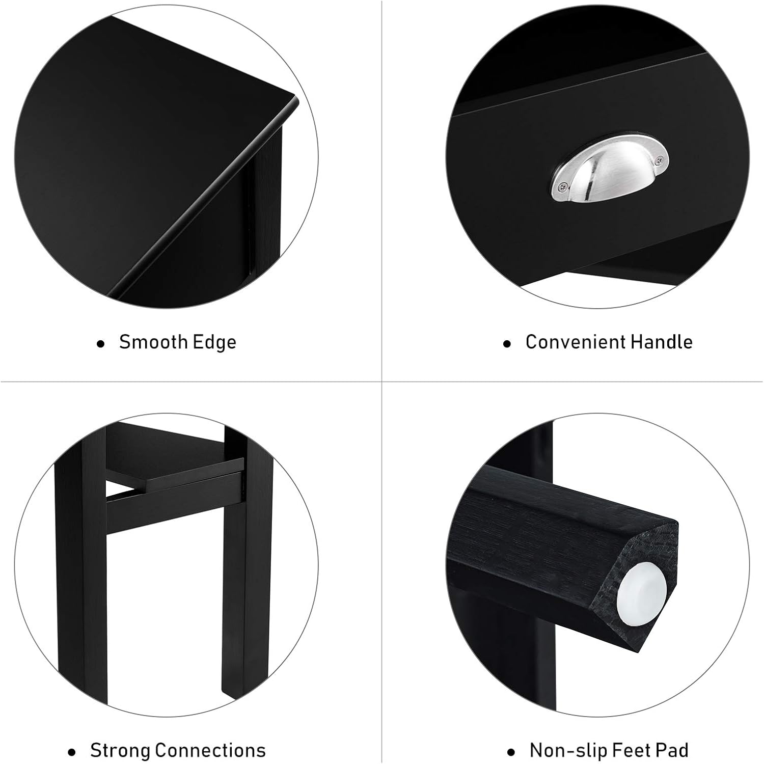 COSTWAY Corner Desk with Drawer for Small Space, Wood Makeup Vanity, Shelves, Office Study Workstation (Black)