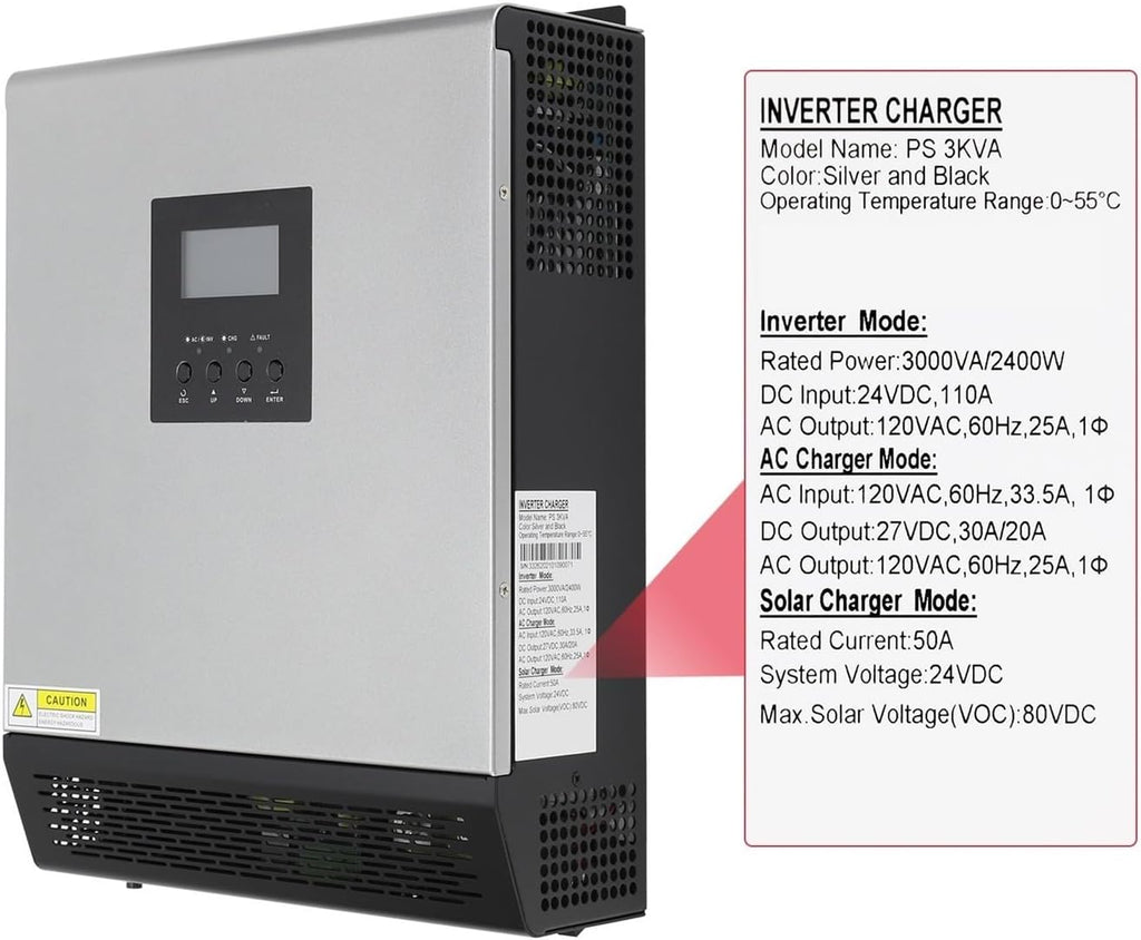 Hybrid Solar Inverter 24V Pure Sine Wave Inverter 2400W 3KVA Solar Panel Generator Portable Wechselrichter