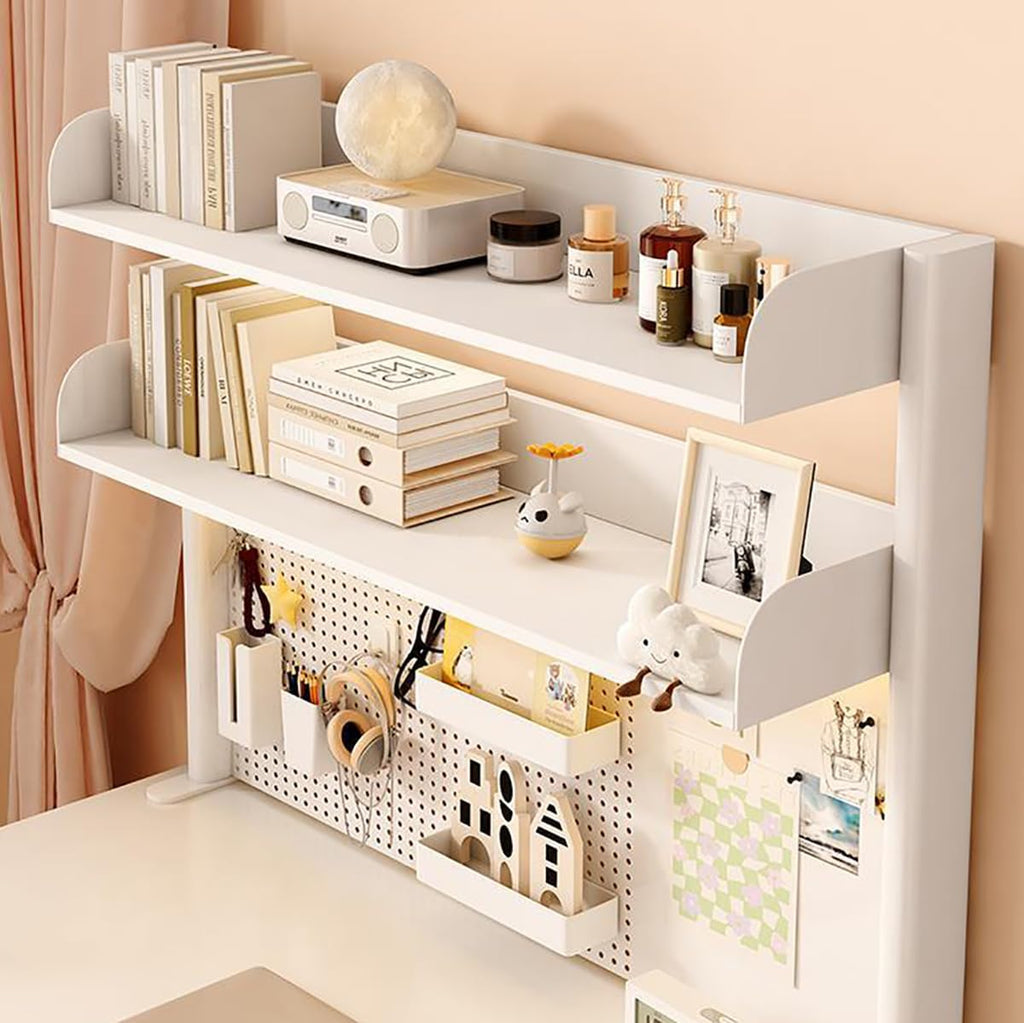 Clamp on Desk Shelf with Pegboard, Desktop Organization Bookshelf Storage Shelves for Home Office Dorm Gaming Desk, Space Saving Tabletop Display Rack
