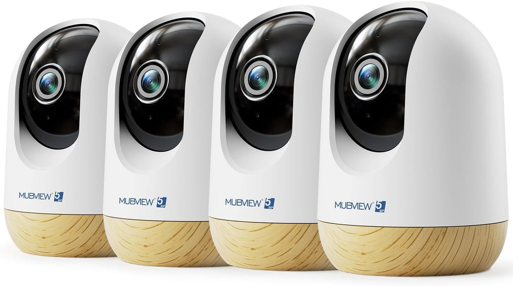 MUBVIEW 5MP Indoor Security Camera, 5/2.4G WiFi Cameras for Home Security, Pet/Dog/Baby Camera with Phone app, Plug-in, 2-Way Audio, Night Vision, Motion Detection, Auto Tracking, 4-Pack
