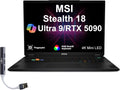 msi Stealth 18 HX AI 18' UHD Gaming Laptop (Intel Ultra 9-275HX, GeForce RTX 5090 24GB, 64GB DDR5, 2TB SSD, Per-Key RGB Keyboard, 2 Thunderbolt 4, WiFi 7, Win 11 Pro) w/DKZ USB Port Expander