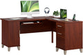 Bush Home 60-Inch L-Shaped Desk with Storage, Corner Computer Office Desk with Drawers and Storage Cabinet, Home Office Furniture, Somerset Collection, Hansen Cherry