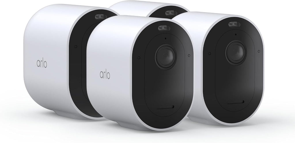Arlo Pro 5S 2K Wireless Camera with Spotlight, Color Night Vision, Motion Detection, Dual-Band Wi-Fi, 2-Way Audio, Integrated Siren, White, 4 Pack, VMC4460P (Renewed)