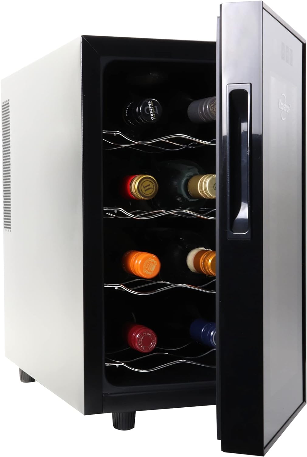 Koolatron 8 Bottle Wine Cooler, Black, Thermoelectric Wine Fridge, 0.8 cu. ft. (23L), Freestanding Urban Series Wine Refrigerator, Red, White and Sparkling Wine Storage for Kitchen and Apartment