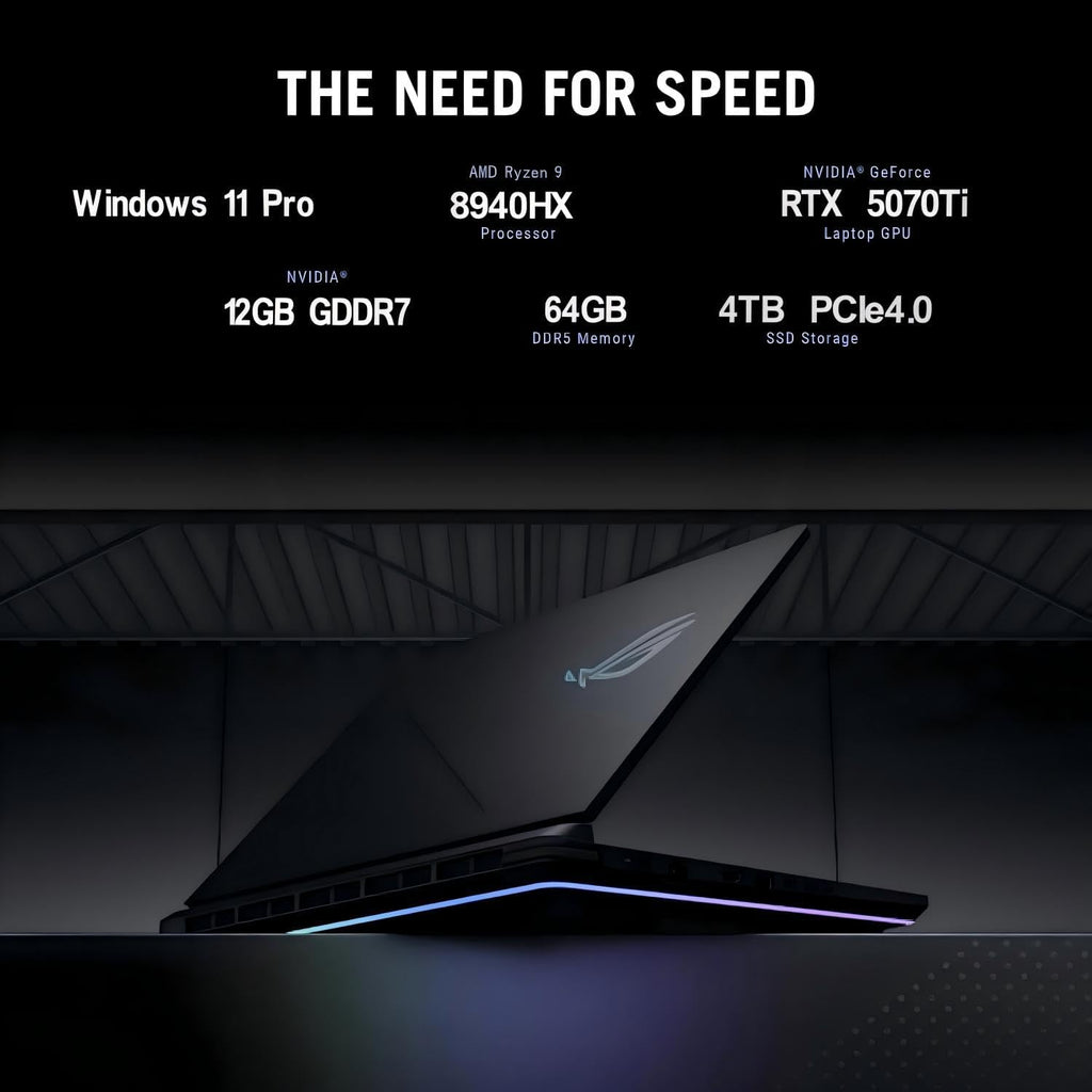 ASUS ROG Strix G16 (2025) Gaming Laptop, AMD Ryzen 9 8940HX (16 Cores, 32 Threads, up to 5.3GHz), 16' WUXGA FHD+ 165Hz 3ms Display, 64GB DDR5, 4TB SSD, NVIDIA RTX 5070Ti 12GB GDDR7, Windows 11 Pro