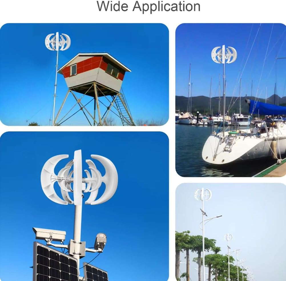 12V,HYZHANHONG 5 Blades Vertical Axis Wind Turbine Generator Kit,3000W 12V/24V/48V/220V Lantern Type Wind Turbine Free Energy Windmill Home Permanent Magnet Generator(White)