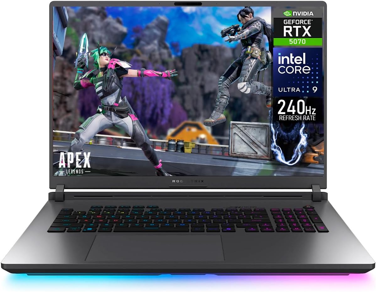 ASUS ROG Strix G18 Latest (2025) Gaming Laptop 18' 2.5K 240Hz Nebula Display Intel Core Ultra 9 275HX - NVIDIA GeForce RTX 5070-64GB RAM - 1TB SSD-4-Zone RGB KB - WIN11-Eclipse Gray- W/Gaming Frame