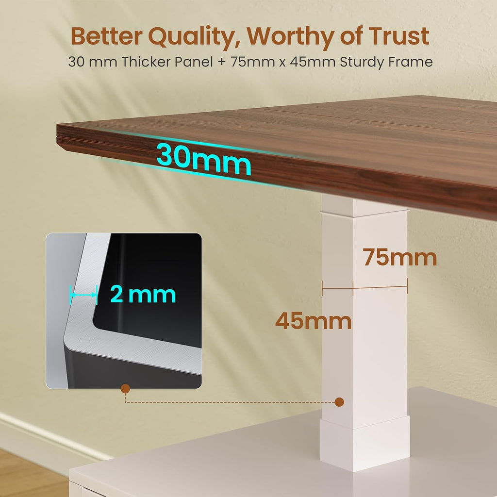 SEDETA Farmhouse Electric Standing Desk, 63' Height Adjustable Computer Desk with 3 Drawers, Storage Shelves, Power Outlets, Wood Home Office Stand up Desk for Work, Study, Writing, White