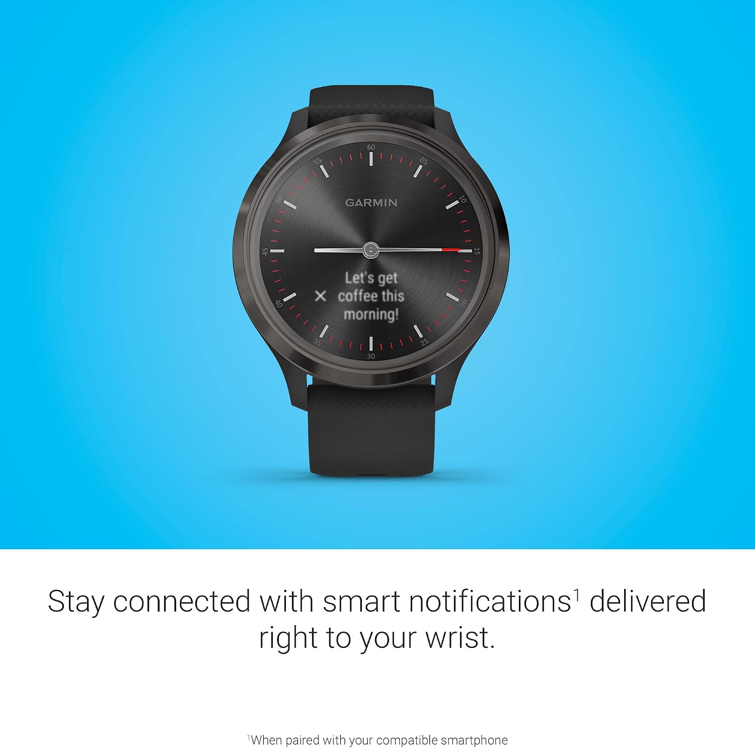 Garmin vivomove 3, Hybrid Smartwatch with Real Watch Hands and Hidden Touchscreen Display, Black (Renewed)