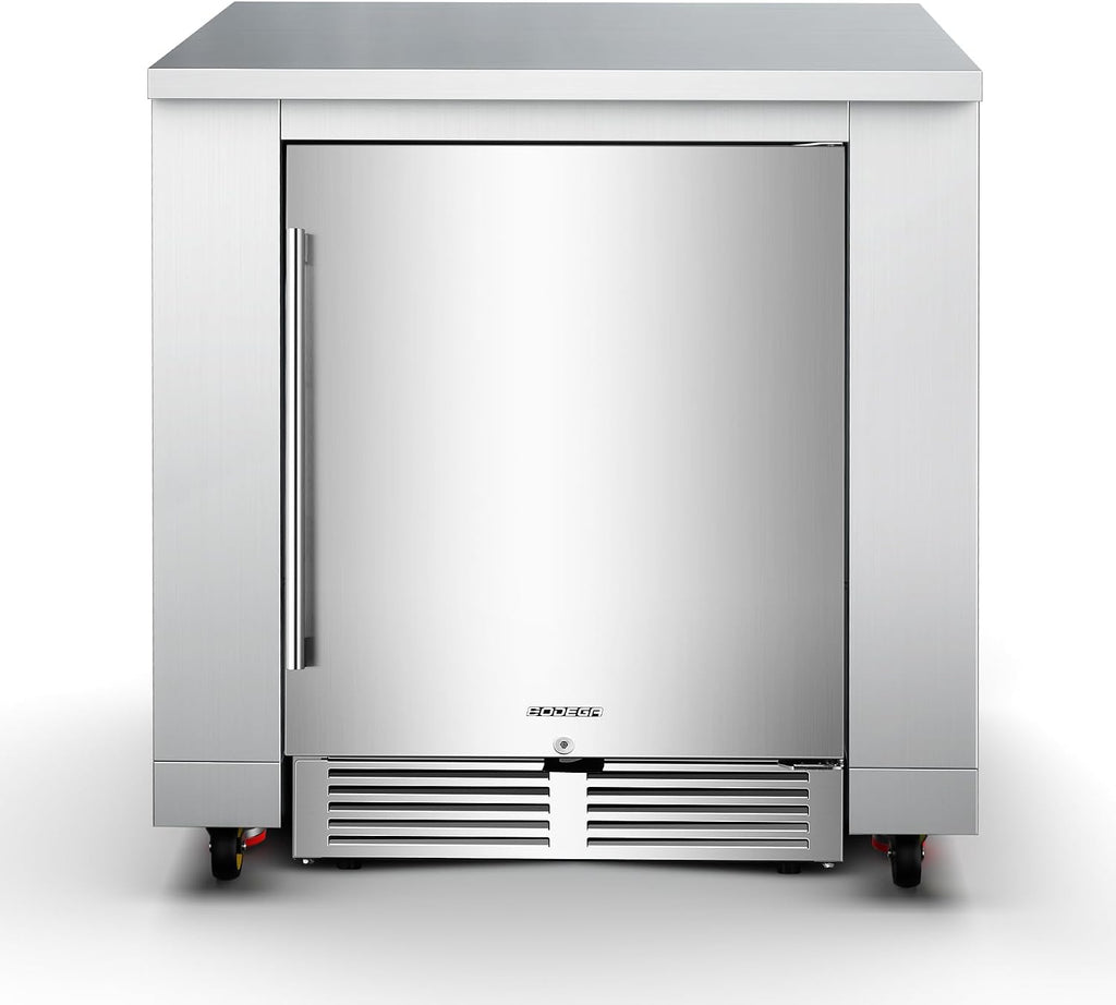 BODEGA Stainless Steel Outdoor Kitchen Cabinet for Beverage Refrigerator, Undercounter Kitchen Appliances Cabinet with Wheel for Outdoor Kitchens Island, All Weather.