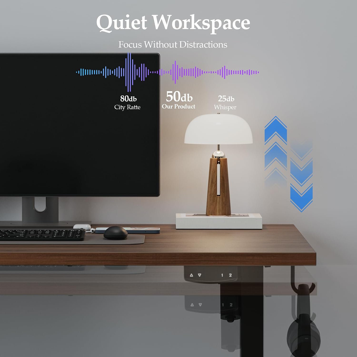 Klicelor 55 Inch Large Electric Standing Desk, Height Adjustable Office Desk, Sit Stand Up Computer Gaming Desk with Memory Preset, Two-Piece Desktop, Dark Walnut