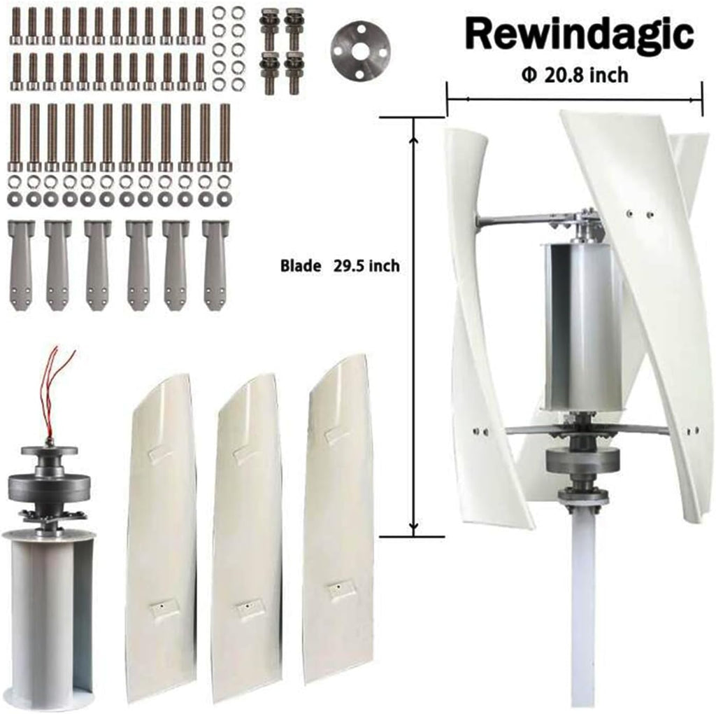 48V AC 3000W-5000W Wind Power Generator MPPT Controller, 3 Blades Wind Turbine Generator Auto Adjust Windward Home Use