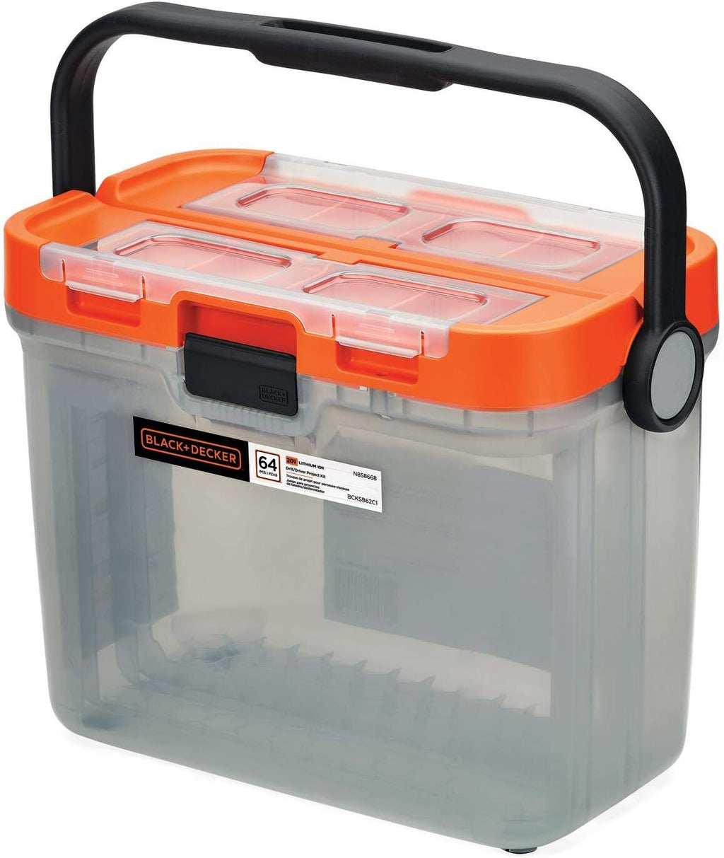 BLACK+DECKER 20V MAX Drill with Home Tool Kit, 64-Piece (BCKSB62C1)