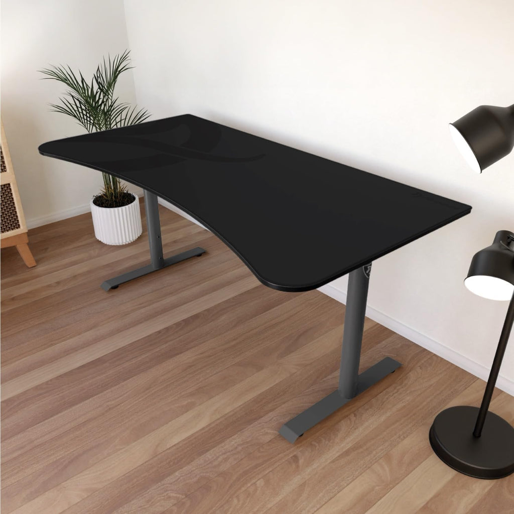 Arozzi Arena Ultrawide Curved Gaming and Office Desk with Full Surface Water Resistant Desk Mat with 3 Custom Monitor Mount Cut Outs and Under The Desk Cable Management Netting - Gunmetal