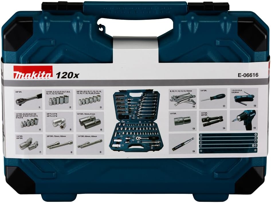 Makita E-06616 120 Piece Maintenance Set Blue/Black