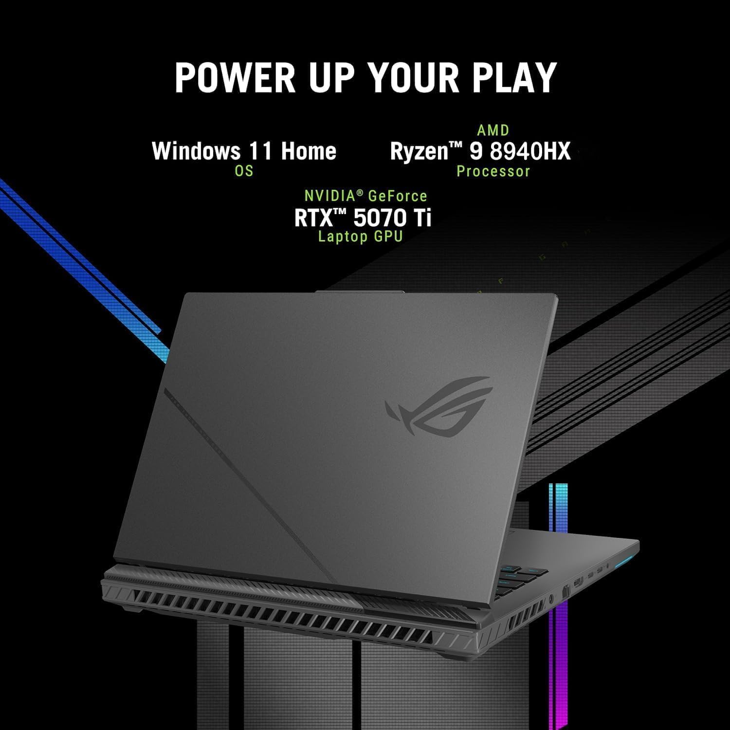 ASUS ROG Strix-G16 Gaming Laptop - AMD Ryzen 9 8940HX, 16' WUXGA 165Hz Display, NVIDIA GeForce RTX 5070 Ti 12GB GDDR7, 64GB DDR5, 4TB SSD, RGB Backlit KB, Windows 11 Pro, w/Accessories