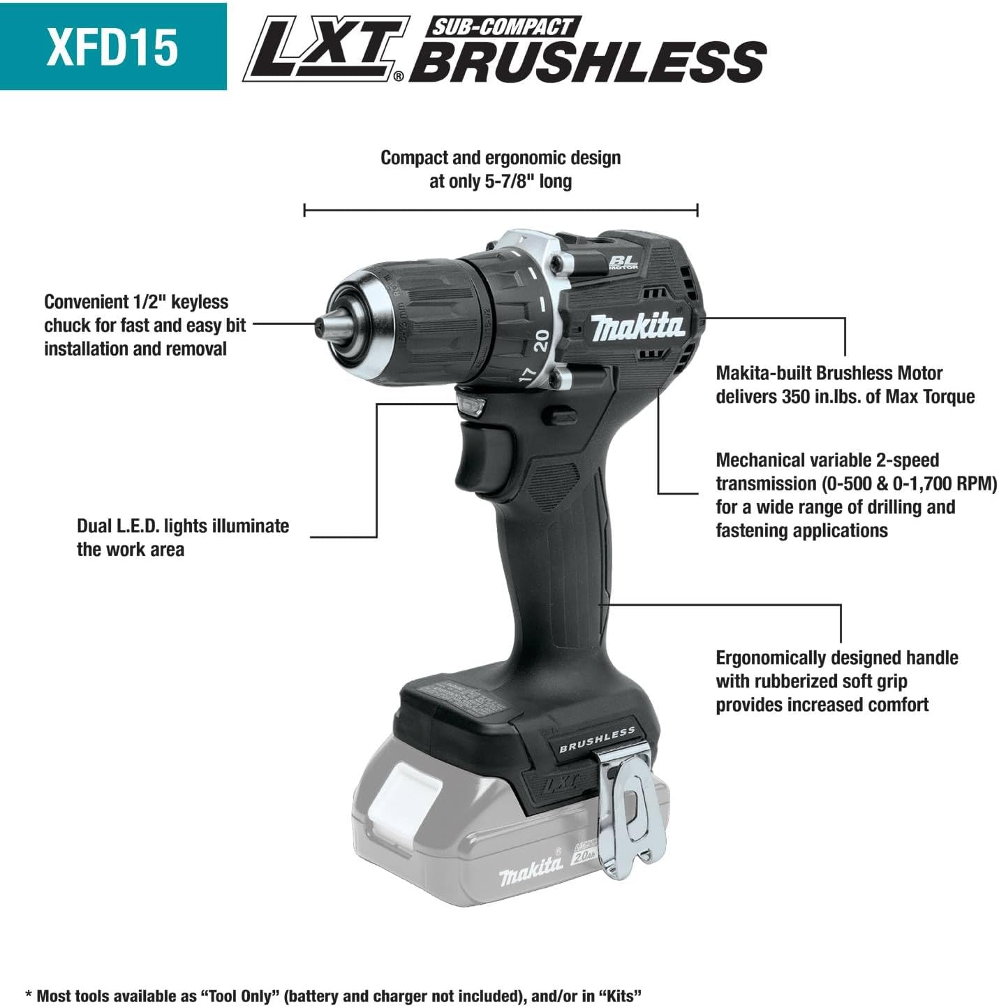 Makita CX203SYBXRM 18V LXT® Lithium-Ion Sub-Compact Brushless Cordless 2-Pc. Combo Kit with Job Site Speaker (1.5Ah)