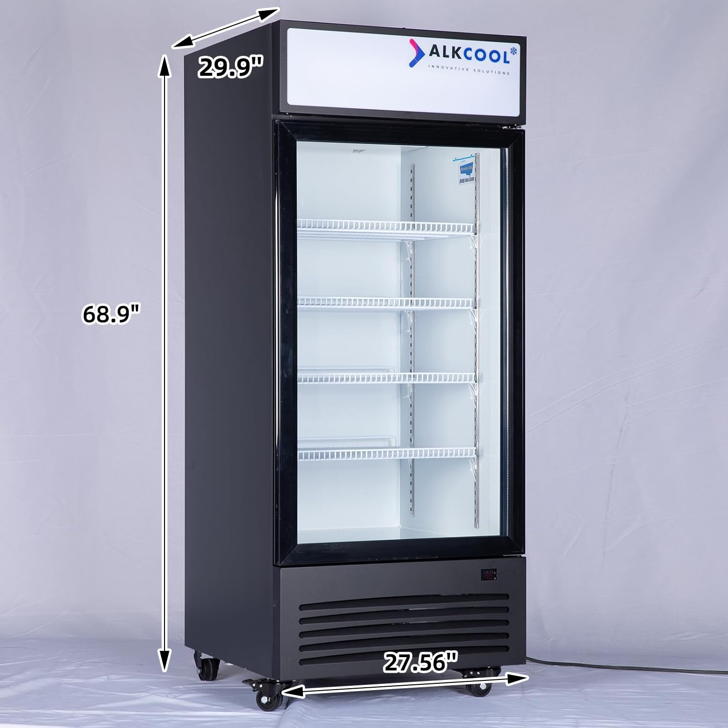 Commercial Flower Beverage Refrigerator Floral Display Fridge,Glass Door Drink Cooler with LED Light Adjustable Shelves,ETL Sanitation,Wheels Included,16.5Cu Ft,68.9''High