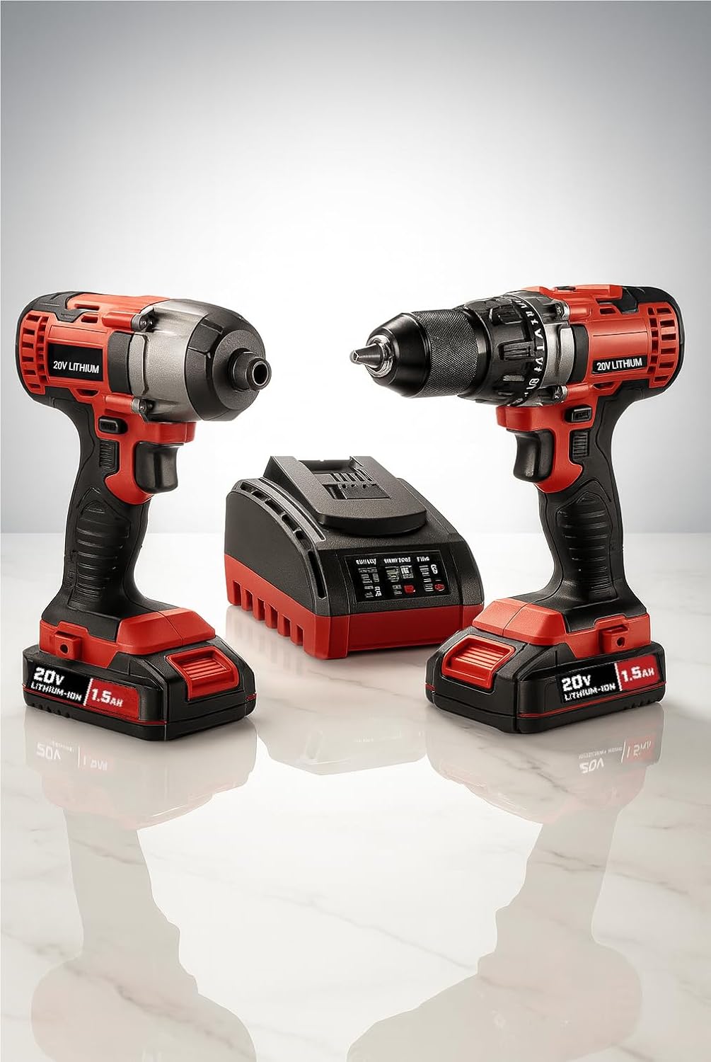 20V, 2-Tool Cordless Drill and Impact Driver Kit Compatible with BAUER Batteries, with (2) 1.5 Ah Batteries and Charger Included