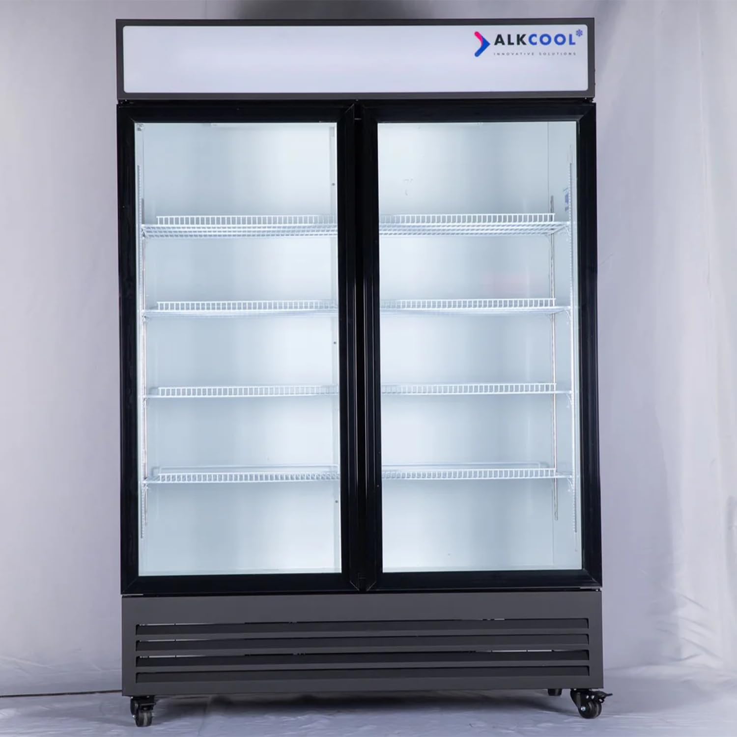 Commercial Beverage Refrigerator Display Fridge,46 Cu Ft Two Glass Door Upright Merchandiser Drink Cooler with LED Light Adjustable Shelves,ETL and NSF Approval,Hinge