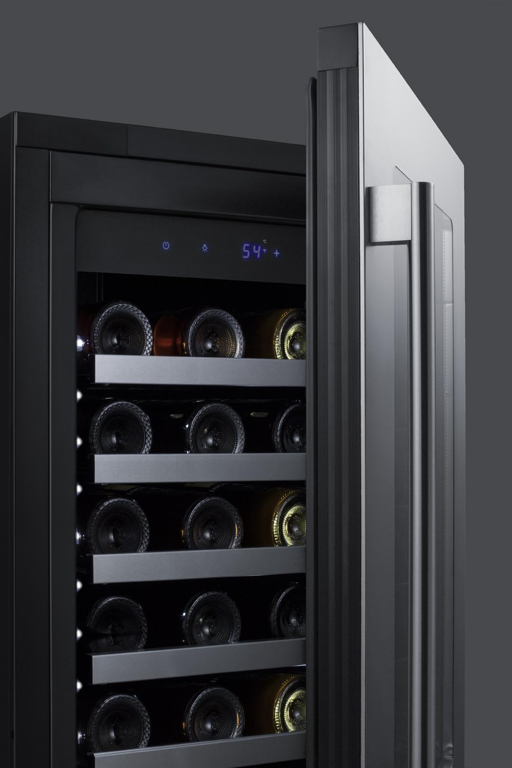 Summit 18' Wine Cellar, Built in Wine Refrigerator, 29 Bottle Capacity, Single Zone Wine Cellar, Stainless Steel & Glass- CL18WC