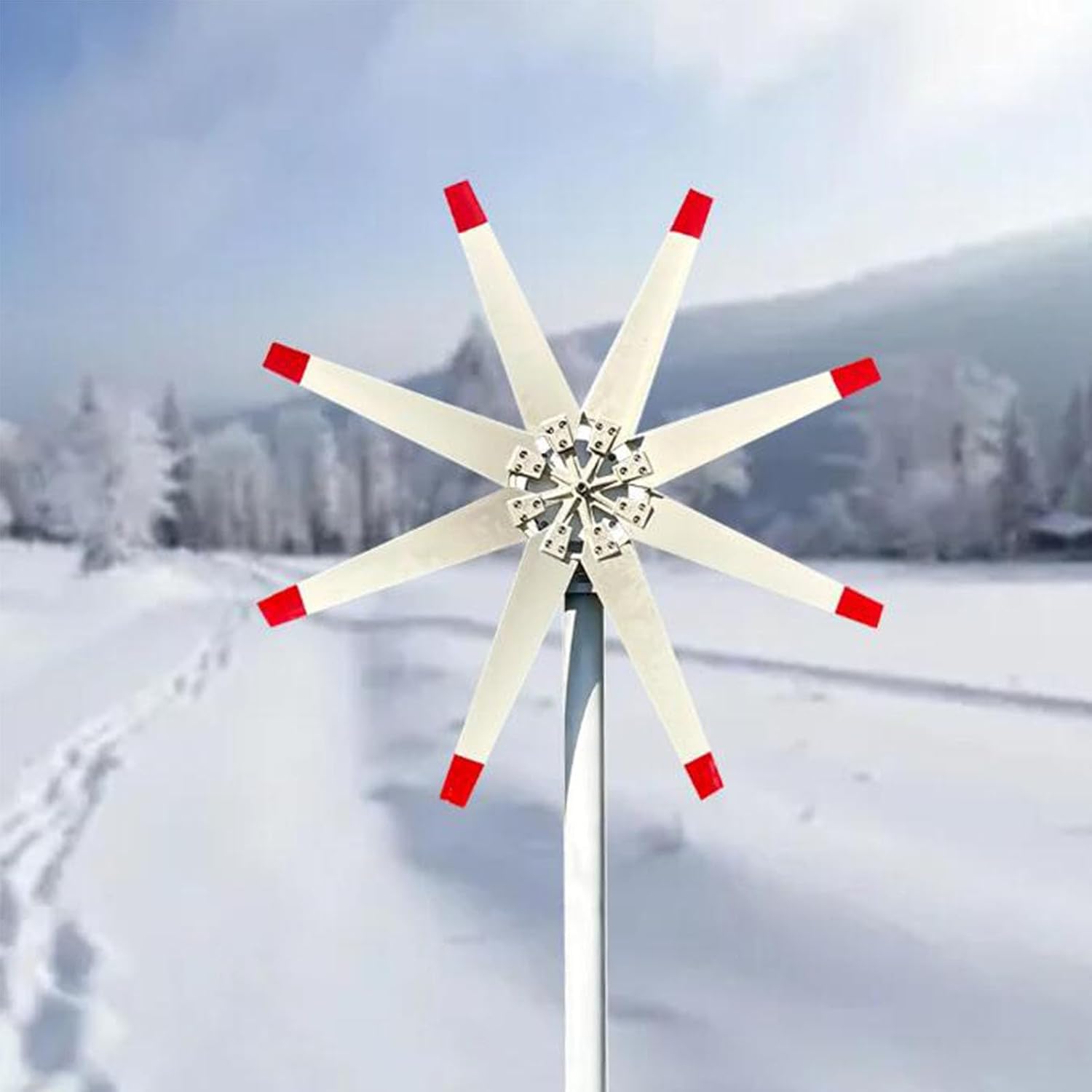 3000W-6000W Wind Turbine Generator, 110V/220V 8 Blades Alternator Three-Phase Vertical Axis Windmill with Mppt Controller