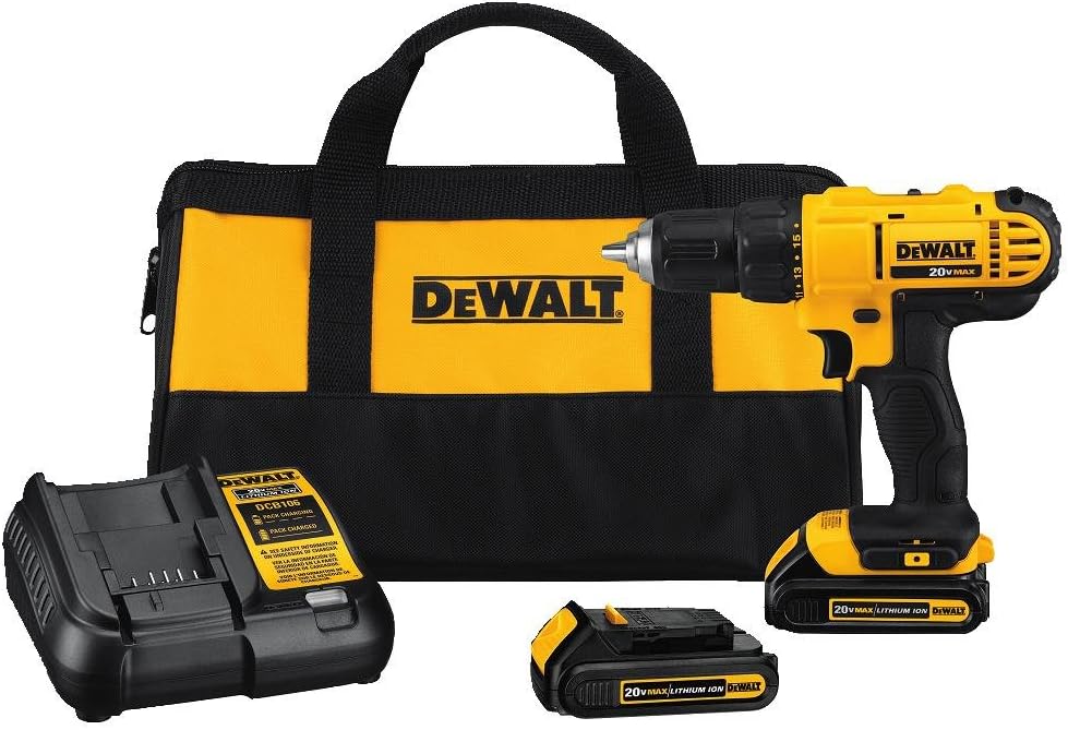 DEWALT 20V MAX* Cordless Drill/Driver Kit with Screwdriver/Drill Bit Set, 100-Piece (DCD771C2 & DWA2FTS100)