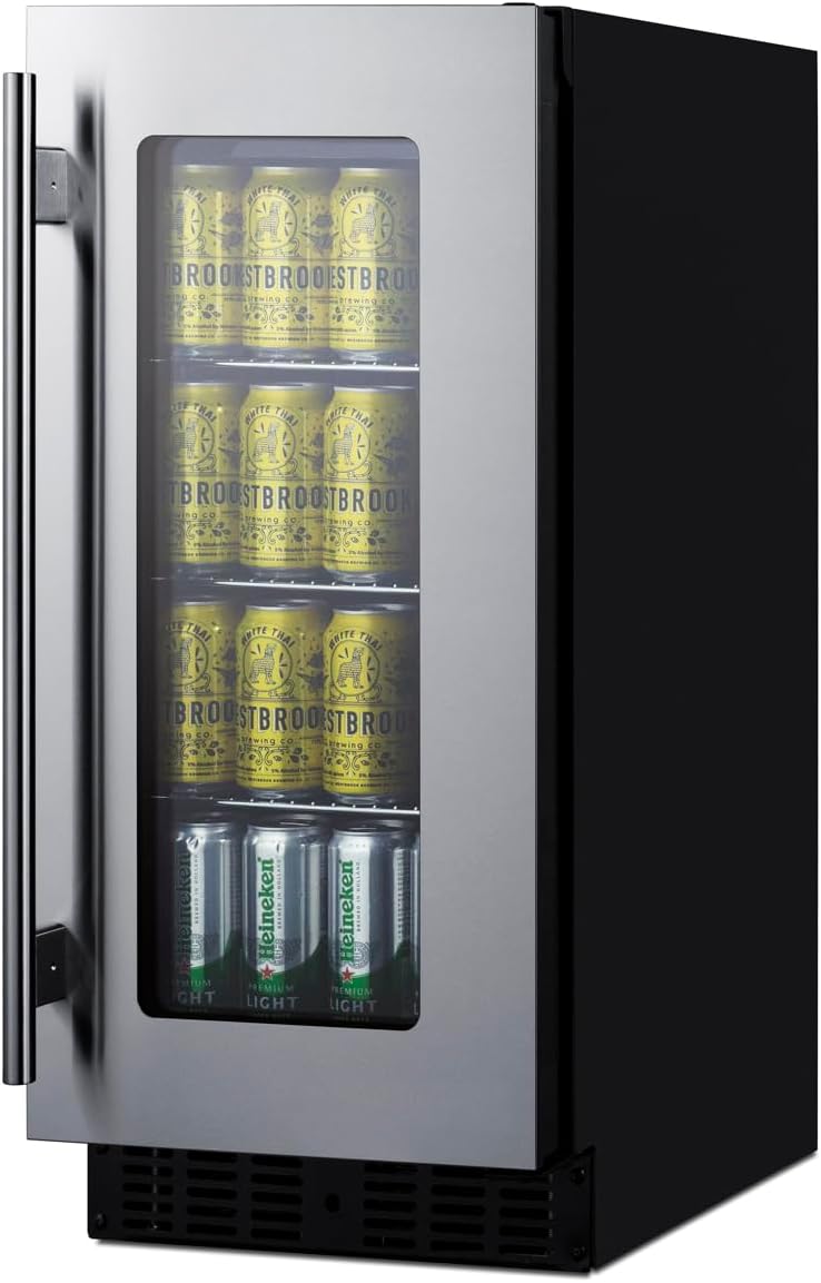 Summit Appliance Shallow Depth 15 in. 23-Bottle Wine or 40-Can Beverage Cooler in Stainless Steel- ASDG1521V1