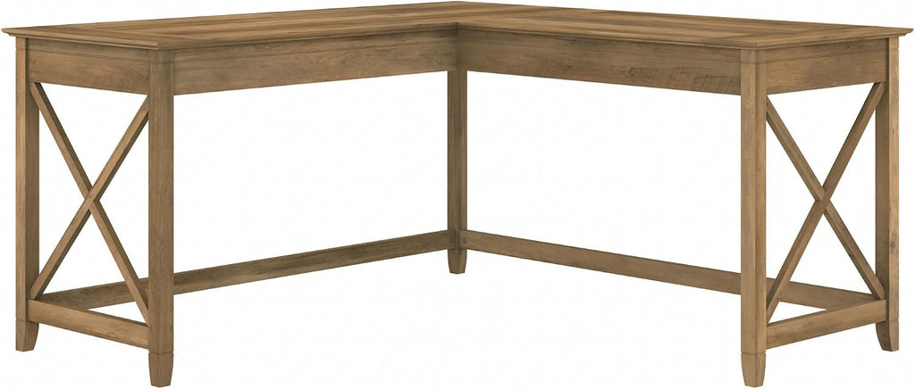 Bush Home Key West 60W Modern Farmhouse L Shaped Desk in Reclaimed Pine, 60-Inch Corner Computer Table for Home Office Workspace