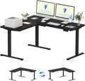 FLEXISPOT L Shaped Standing Desk, 63 x 55 Inch Electric Height Adjustable Corner Desk, Sit Stand Computer Workstation, Preset Controller, Home Office, Black Frame with Black Top
