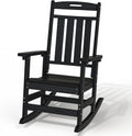 Plawdlik Oversized Rocking Chair,HDPE All-Weather Outdoor Rocking Chair,Patio Rocking Chairs for Porch.Black