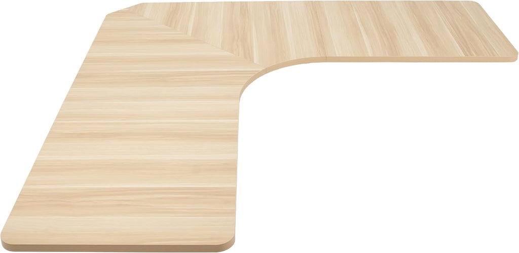 VIVO Universal 71 x 71 inch Curved Corner Table Top for L-Shape Sit to Stand Height Adjustable Home and Office 3-Leg Desk Frames, Light Wood Desktop, DESK-TOP2CC