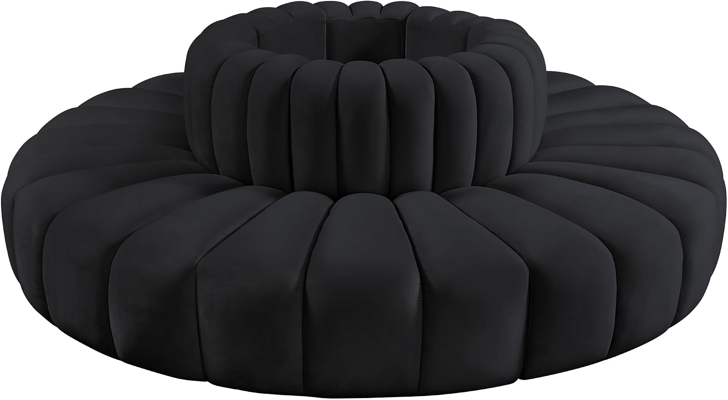 Meridian Furniture 103Black-S8D Arc Collection Modern | Contemporary Modular Sofa with Soft Black Velvet, Deep Channel Tufting, Modular Design, 90' W x 90' D x 30' H, Black
