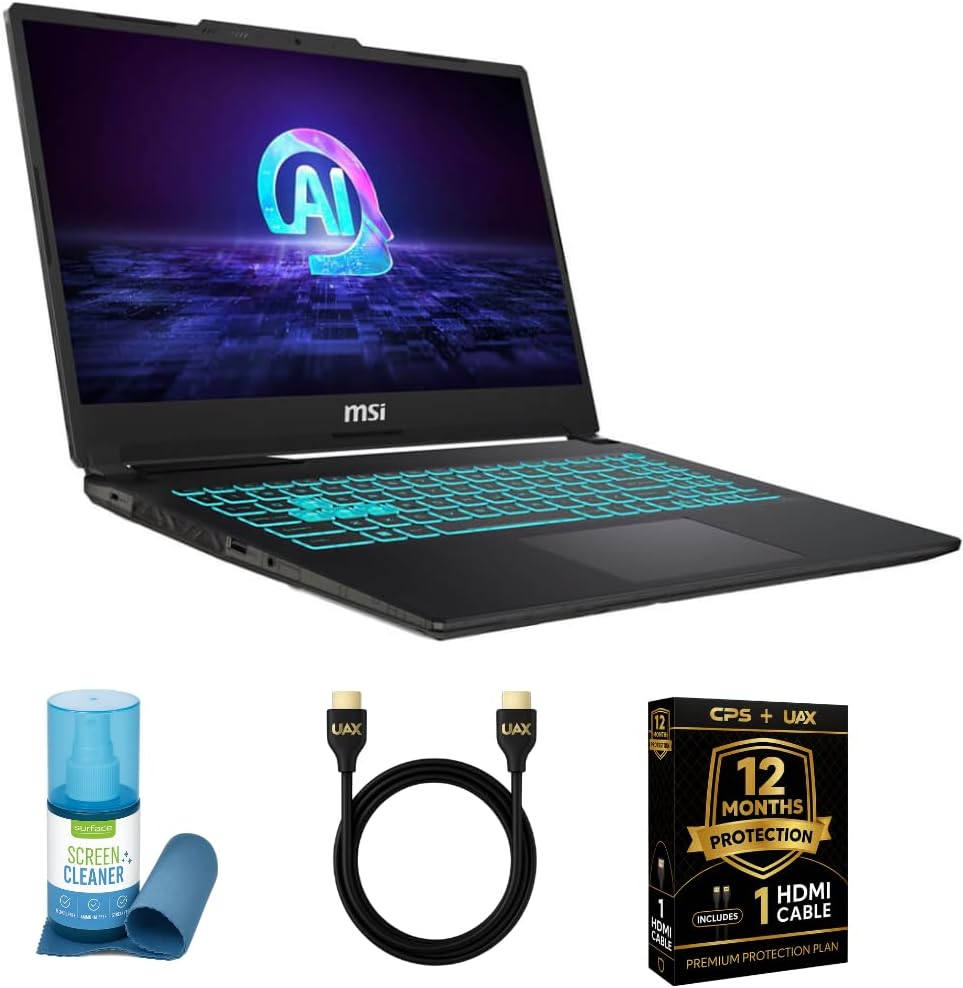 msi Cyborg 15 15.6' FHD AI Gaming Laptop Bundle – Intel Core Ultra 7 155H, RTX 4060, 144Hz IPS Display, 64GB DDR5, 512GB SSD, Windows 11 Pro, w/UAX HDMI Cable, CPS 12-Month Protection, Screen Cleaner