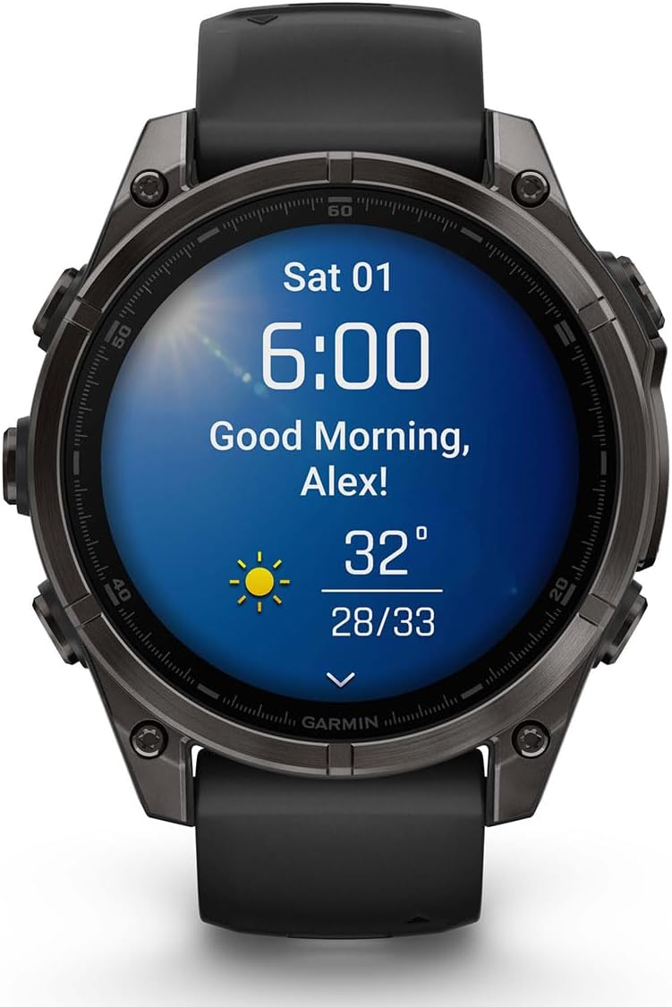 PlayBetter Garmin Fenix 8 AMOLED Sapphire (47mm, Carbon Gray DLC Titanium) Multisport GPS Smartwatch Bundle - 1.4' Touchscreen, Built-in LED Flashlight Wireless Running Earbuds