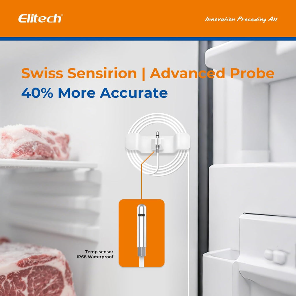 Elitech 100Pack Bluetooth Thermometer Data Logger Temperature for Refrigerator with Shadow Data 100000 Point Export PDF/CSV Report, Pharmacy Vaccine DDL Certificate, MAX MIN with Dual Probe GSP-6G-TDE