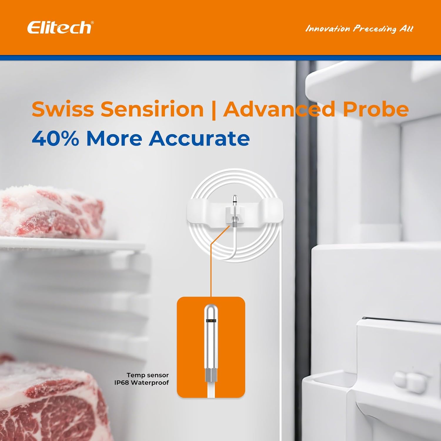 Elitech 100Pack Bluetooth Thermometer Data Logger Temperature for Refrigerator with Shadow Data 100000 Point Export PDF/CSV Report, Pharmacy Vaccine DDL Certificate, MAX MIN with Dual Probe GSP-6G-TDE