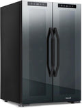 NewAir 20' Dual Zone Beverage Refrigerator & Wine Cooler for 12 Bottles & 39 Cans | Freestanding or Built-In Under Counter Mini Fridge for Beer, Wine and Soda | Black