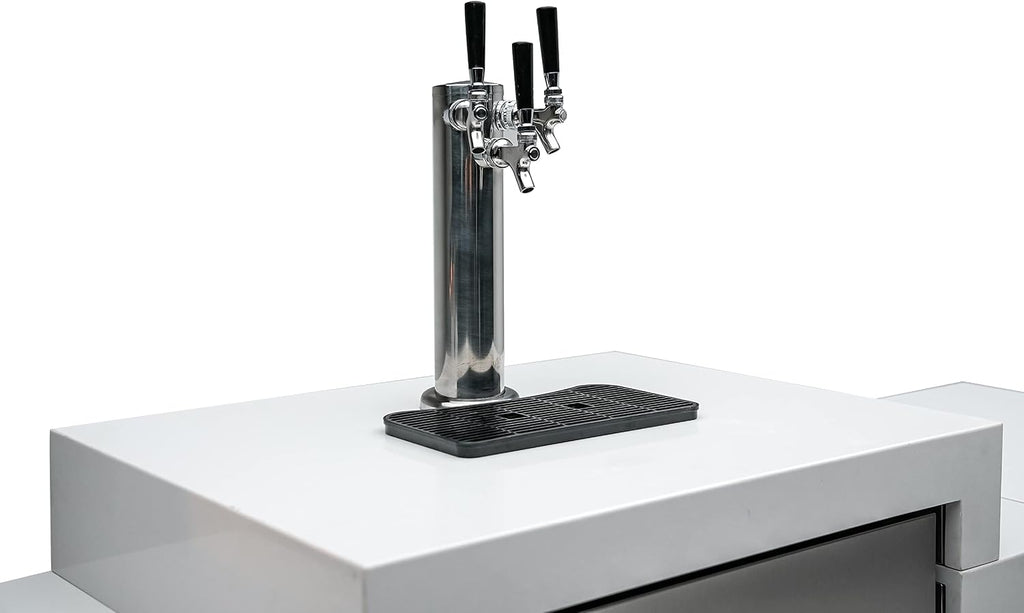 Mont Alpi Bar Series MA-BEV90KEG 90 Degree Stainless Steel Outdoor Rated 3 Beer Tap Kegerator Keg Dispenser + Wine Cooler Beverage Center Refrigerator + Granite Countertops + Faucet & Sink