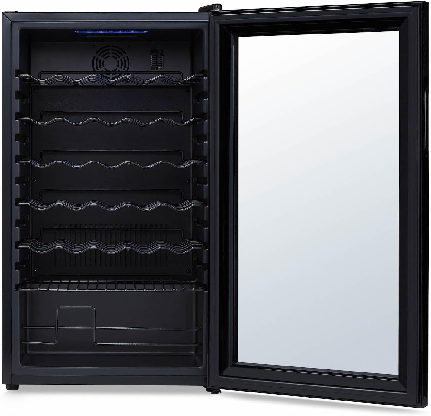 Newair 34 Bottle Wine Cooler Refrigerator | Shadow Series | Freestanding Mirrored Wine and Beverage Fridge with Double-Layer Tempered Glass Door & Compressor Cooling For Reds, Whites, & Sparkling Wine